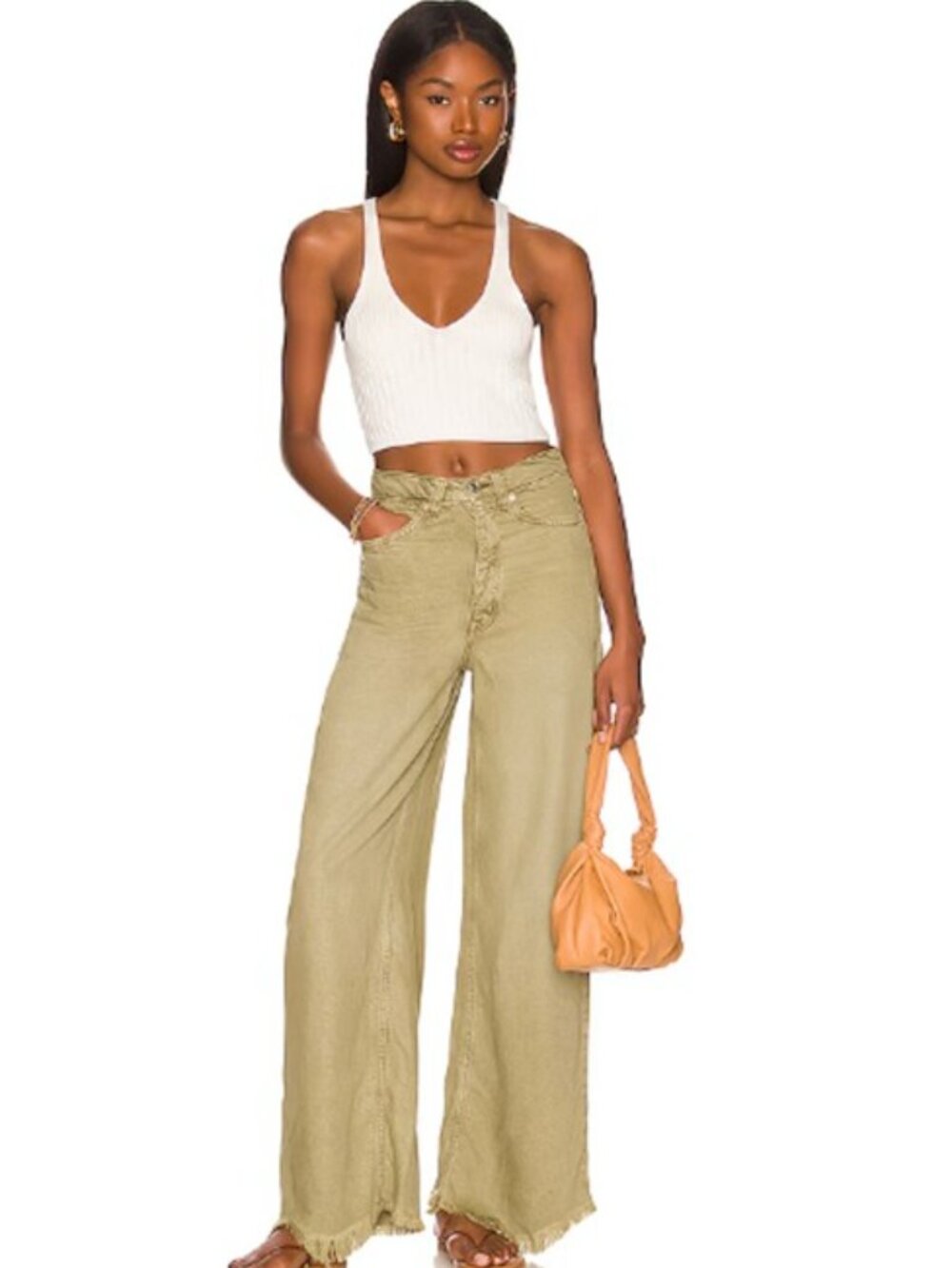 We the Free Old West Slouchy high-rise wide-leg jeans Martini Olive 27